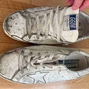 Golden Goose White Leather Distressed Sneakers